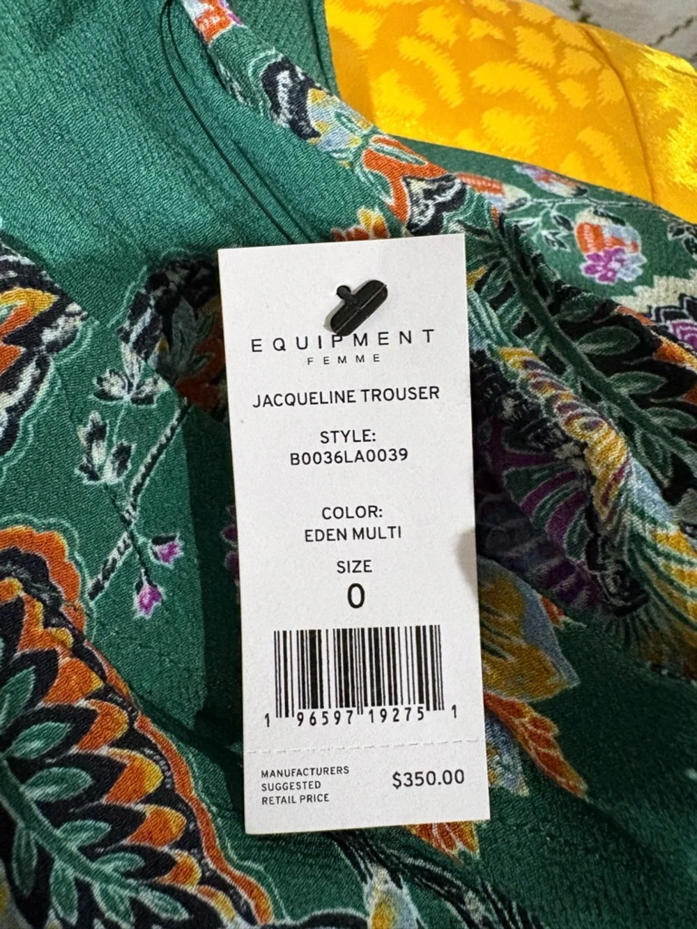 Equipment Jacqueline Floral-Print Side-Slit Wide-Leg Trousers Size 0 - Picture 3 of 10